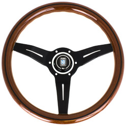 Nardi Deep Corn Steering Wheel, Wood, Black Spokes, 50 mm Dish, Ø33 cm