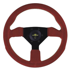 Personal Grinta Steering Wheel - 330 mm -  Red Suede, Black Spokes, Yellow Stitching
