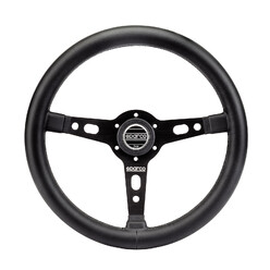 Sparco Targa 350 mm Steering Wheel (39 mm Dish), Black Leather, Black Spokes