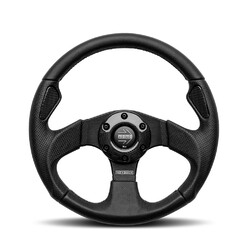 Momo Jet Steering Wheel (40 mm Dish), Black Leather, Black Spokes - 32 cm