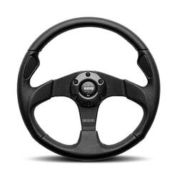 Momo Jet Steering Wheel (42 mm Dish), Black Leather, Black Spokes - 35 cm