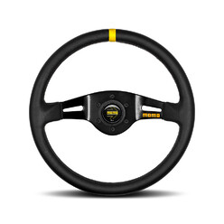 Momo Mod. 03 Steering Wheel (70 mm Dish), Black Leather, Black Spokes - 35 cm