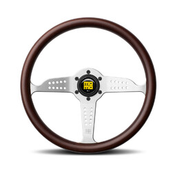 Momo Grand Prix Steering Wheel (37 mm Dish), Wood, Aluminium Spokes - 35 cm