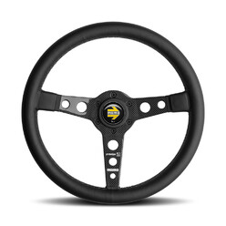 Momo Prototipo 6C Steering Wheel (39 mm Dish), Black Leather, Carbon Spokes - 35 cm