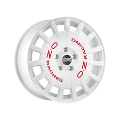 OZ Rally Racing 17x7" 4x98 ET35, White, Red Lettering