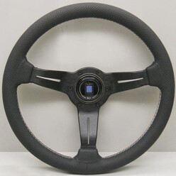 Nardi Deep Corn Steering Wheel, Black Perforated Leather, Black Spokes, Italia Stitching, 50 mm Dish, Ø33 cm