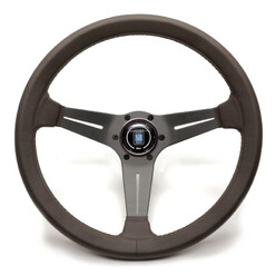 Nardi Deep Corn Steering Wheel, Brown Leather, Grey Spokes, Brown Stitching, 75 mm Dish, Ø35 cm