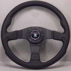 Nardi Leader Steering Wheel, Black Leather, Black Spokes, Ø35 cm