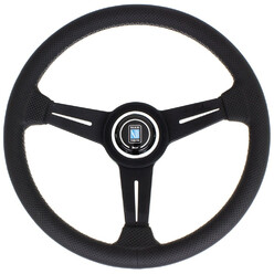 Nardi Classic ND34 Steering Wheel, Black Perforated Leather, Black Spokes, Grey Stitching, 40 mm Dish