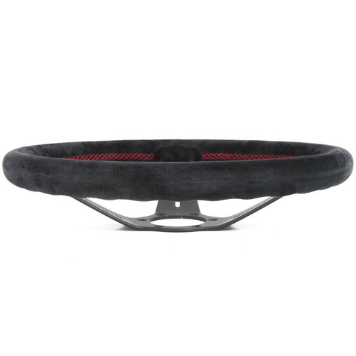 Nardi Deep Corn Steering Wheel, Suede, Black Spokes, Red Stitching, 75 mm Dish, Ø35 cm