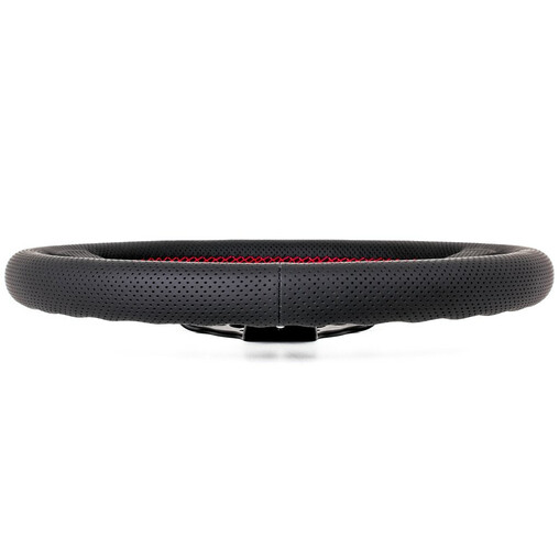 Nardi Deep Corn Steering Wheel, Black Perforated Leather, Black Spokes, Red Stitching, 50 mm Dish, Ø33 cm
