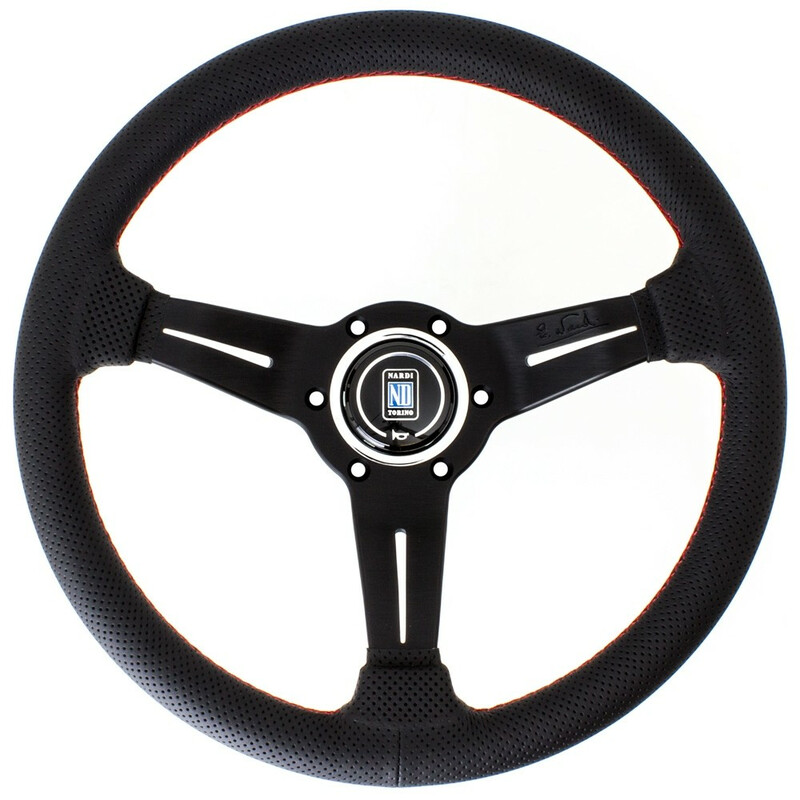Nardi Deep Corn Steering Wheel, Black Perforated Leather, Black Spokes, Red  Stitching, 50 mm Dish, Ø33 cm 6069.33.2093 | Official Nardi Distributor,  DriftShop.com