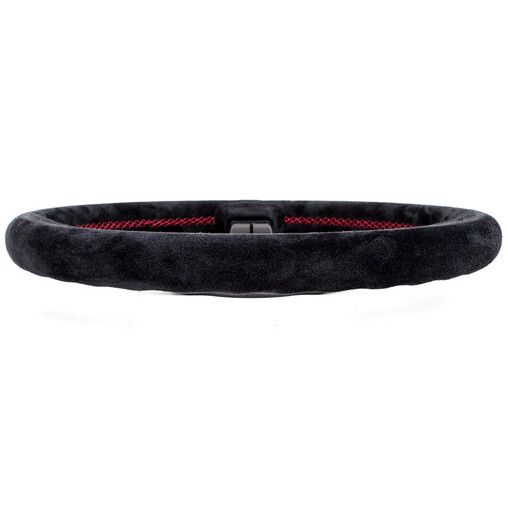 Nardi Deep Corn Steering Wheel, Suede, Black Spokes, Red Stitching, 50 mm Dish, Ø33 cm