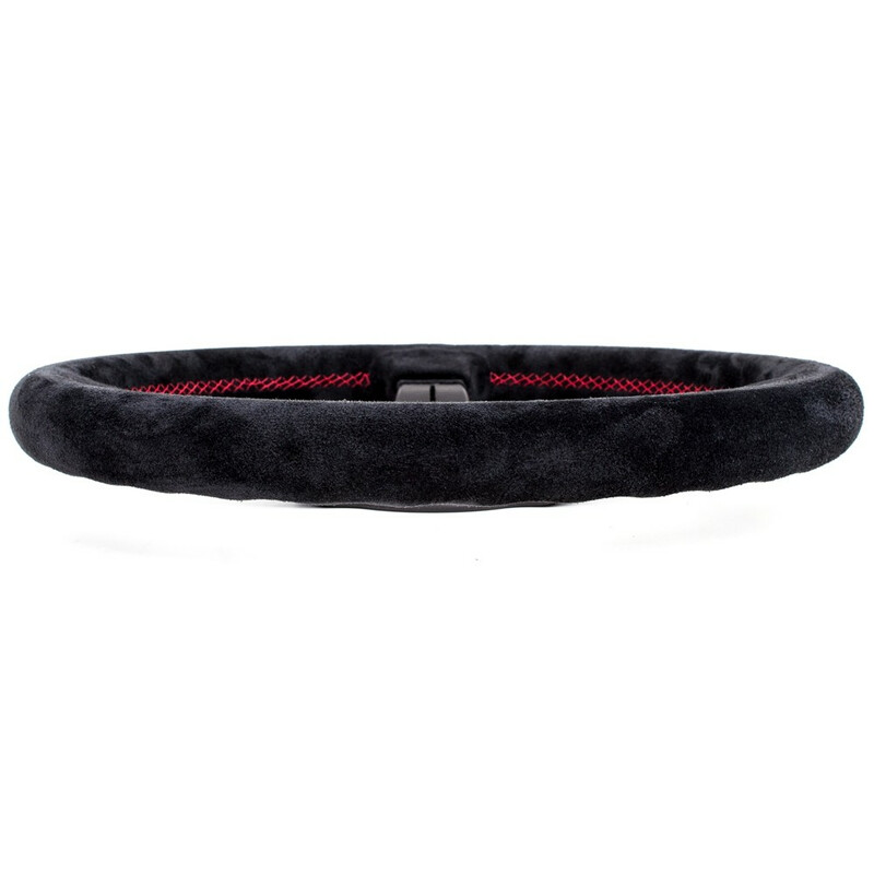 Nardi Deep Corn Steering Wheel, Suede, Black Spokes, Red Stitching, 50 mm Dish, Ø33 cm