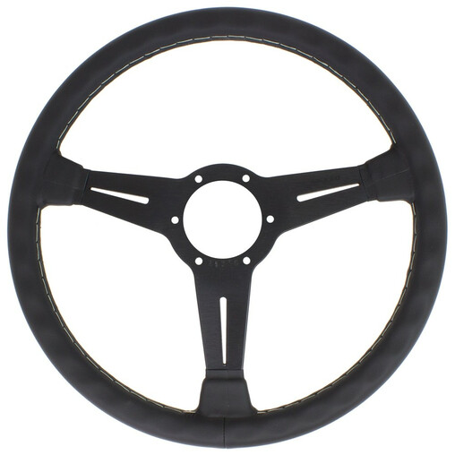 Nardi Classic ND36 Steering Wheel, Black Leather, Black Spokes, Grey Stitching, 40 mm Dish