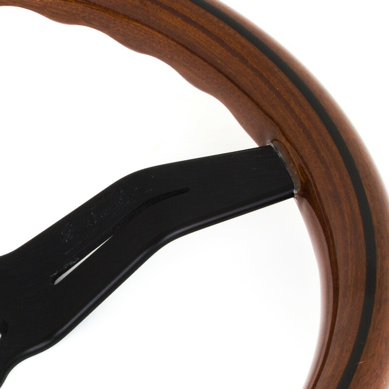 Nardi Deep Corn Steering Wheel, Wood, Black Spokes, 50 mm Dish, Ø33 cm