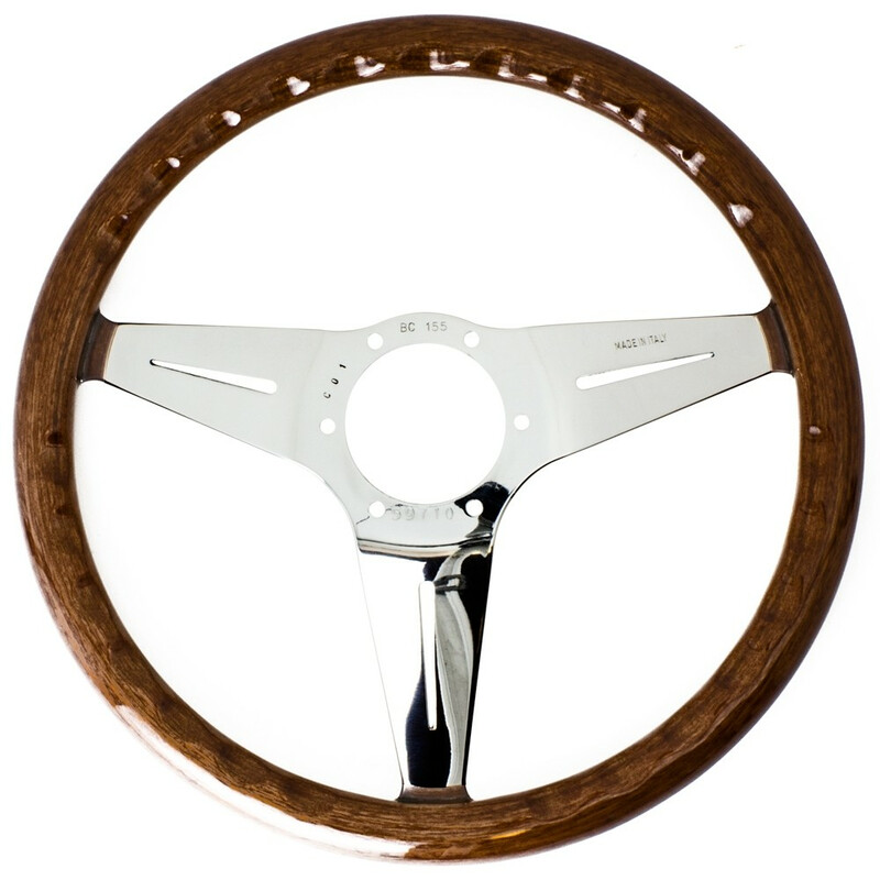 Nardi Deep Corn Steering Wheel, Wood, Chrome Spokes, 75 mm Dish, Ø35 cm