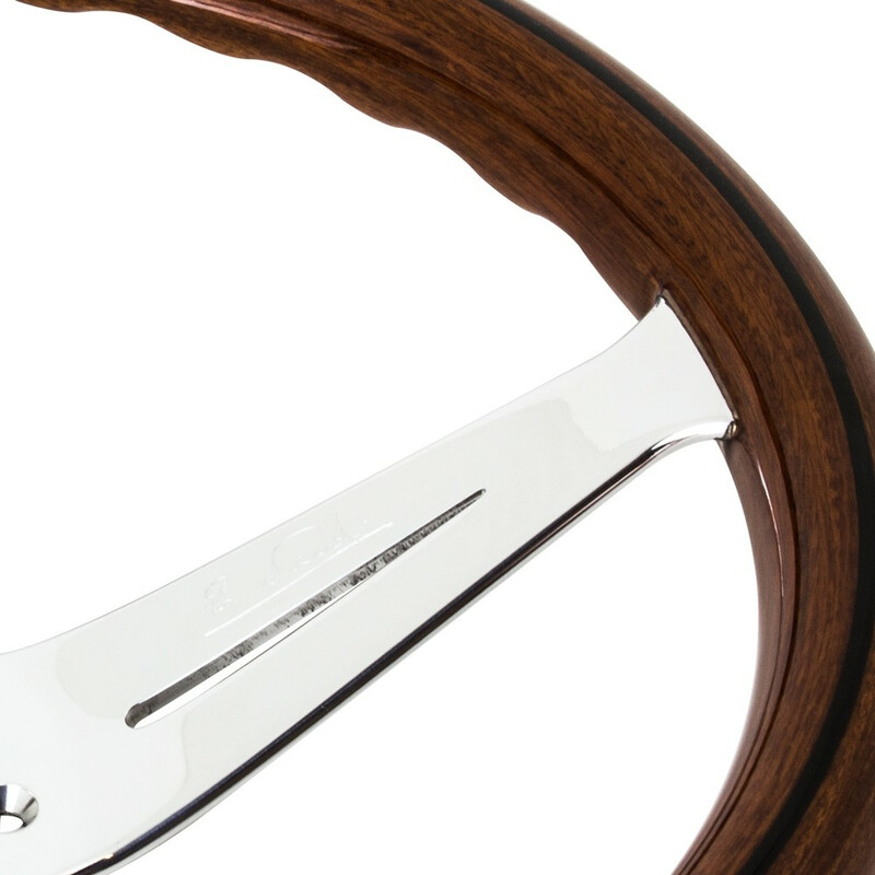 Nardi Deep Corn Steering Wheel, Wood, Chrome Spokes, 75 mm Dish, Ø35 cm