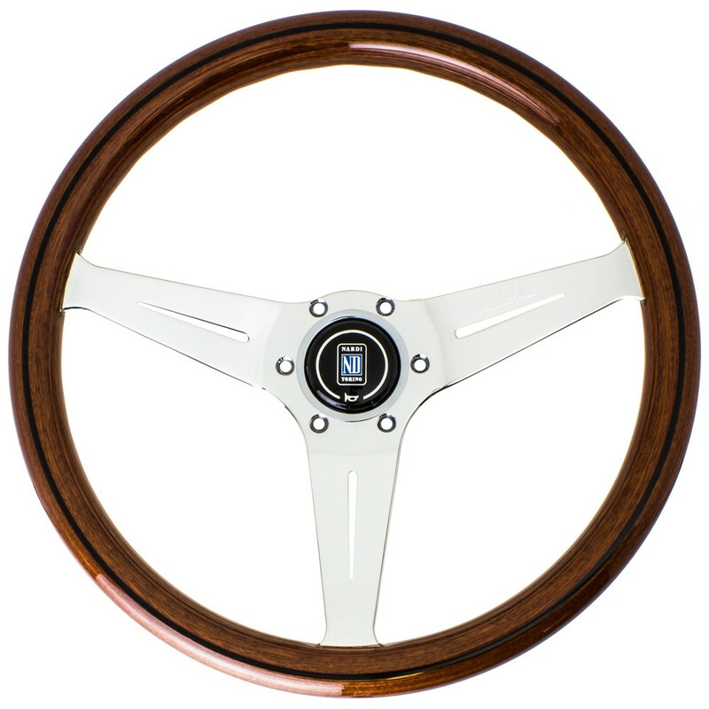 Nardi Deep Corn Steering Wheel, Wood, Chrome Spokes, 75 mm Dish, Ø35 cm