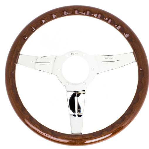 Nardi Deep Corn Steering Wheel, Wood, Chrome Spokes, 50 mm Dish, Ø33 cm