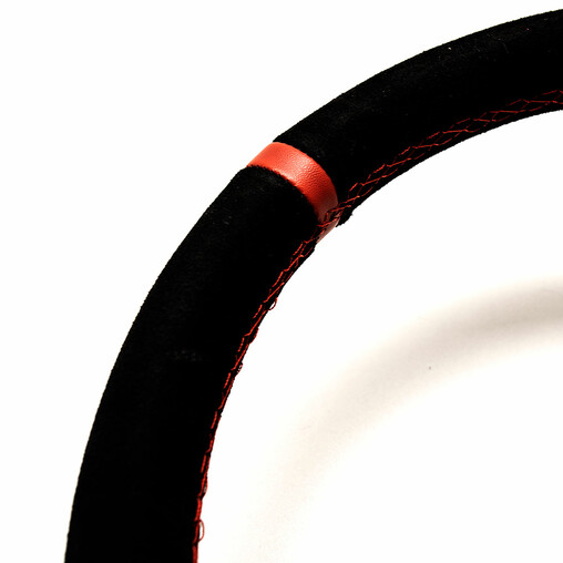 DriftShop Steering Wheel (90 mm Dish), Black Suede, Black Spokes