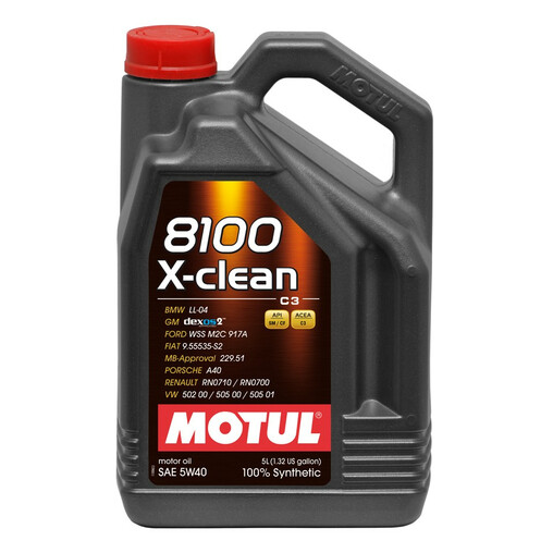 Motul 5W40 8100 X-Clean Engine Oil (BMW, Mercedes, Porsche, Renault Sport) 5L