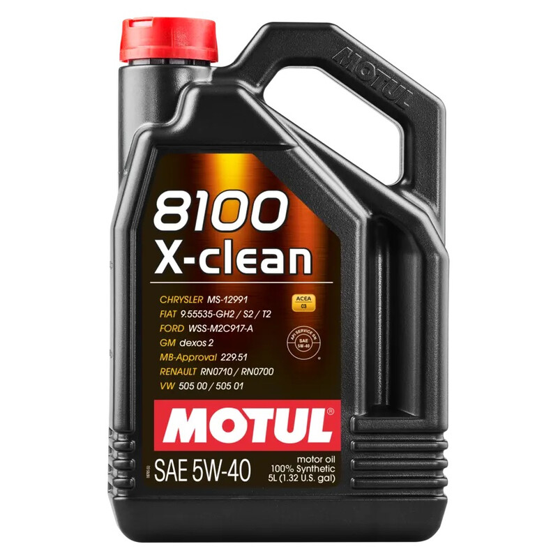 Motul 5W40 8100 X-Clean Engine Oil (VAG, Renault Sport, Ford, GM Dexos 2) 5L
