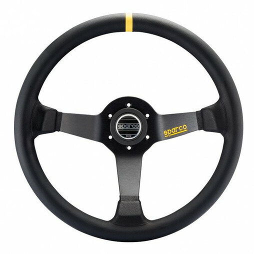 Sparco R325 Steering Wheel (95 mm Dish), Black Suede, Black Spokes