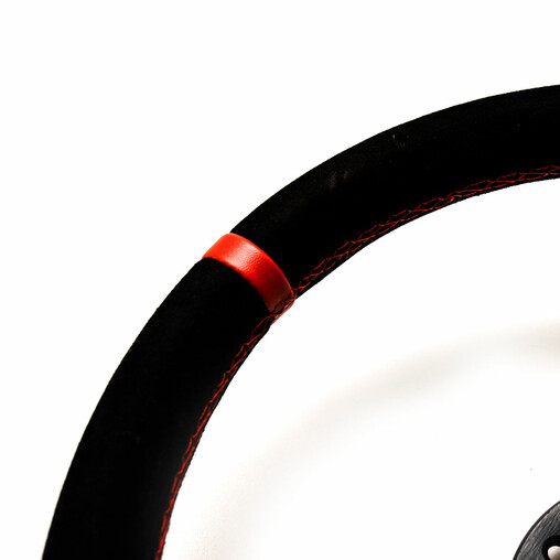 DriftShop Steering Wheel (70 mm Dish), Black Suede, Black Spokes