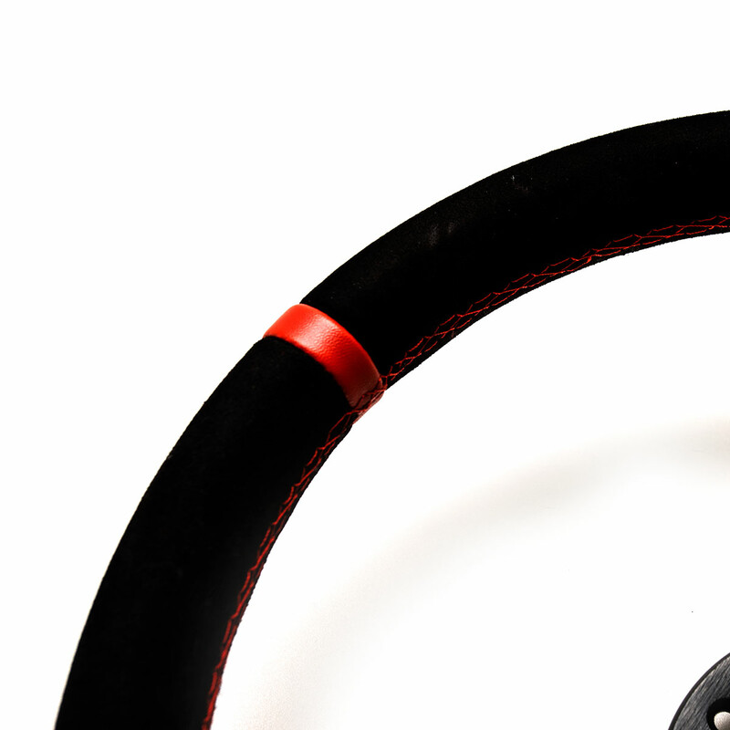 DriftShop Steering Wheel (70 mm Dish), Black Suede, Black Spokes