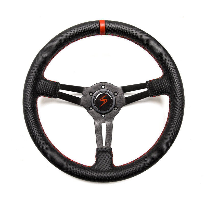 DriftShop Steering Wheel (70 mm Dish), Perforated Leather, Black Spokes