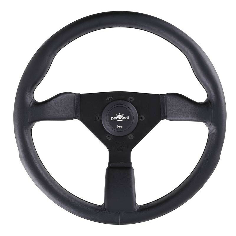 Personal Grinta Steering Wheel - 350 mm -  Black Leather, Black Spokes
