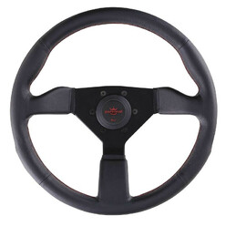 Personal Neo Grinta Steering Wheel - 330 mm -  Black Leather, Black Spokes, Red Stitching