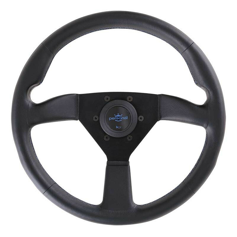 Personal Neo Eagle Steering Wheel - 350 mm -  Black Leather, Black Spokes, Blue Stitching