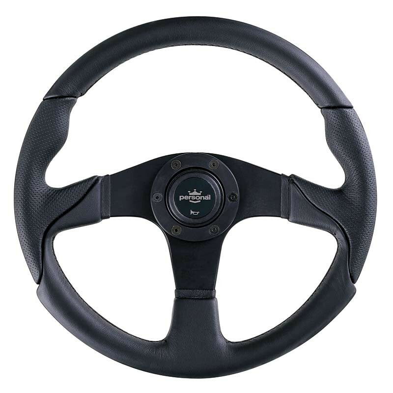 Personal Thunder Steering Wheel - 350 mm -  Black Leather, Black Spokes