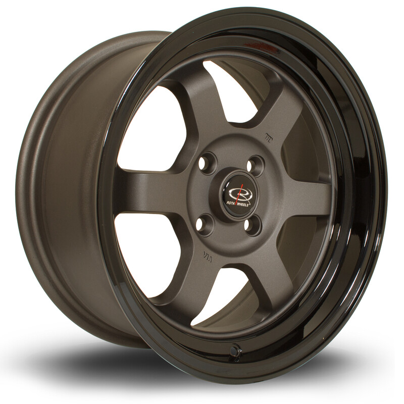 Rota Grid V 15x7" 4x100 ET20, Gunmetal, Gloss Black Lip