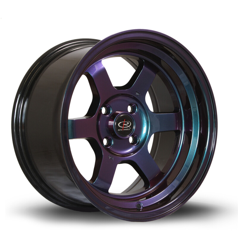 Rota Grid V 15x8" 4x100 ET0, Chrome / Titanium