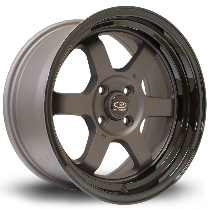 Rota Grid V 16x8" 4x100 ET20, Gunmetal, Gloss Black Lip