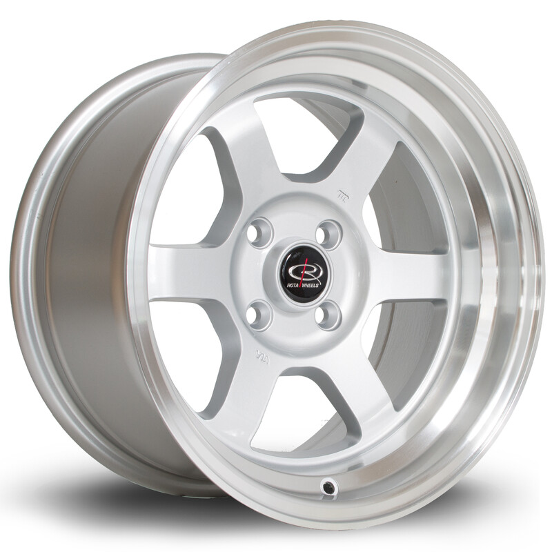 Rota Grid V 15x8" 4x100 ET0, Silver, Polished Lip