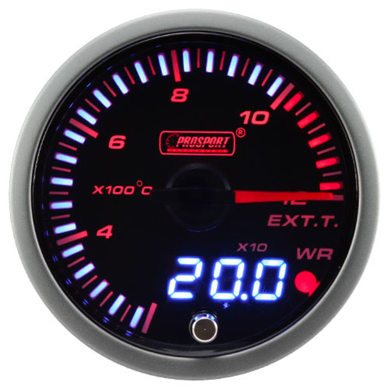 ProSport JDM "Dual Display" Exhaust Temperature Gauge (60 mm, EGT 1200°C)