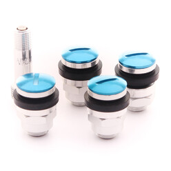 Flat Aluminium Air Valves - Blue (set of 4)