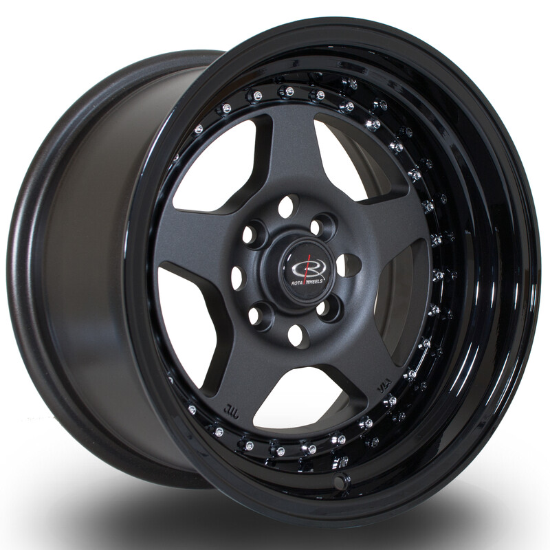 Rota Kyusha 15x8" 4x100 ET0, Gunmetal, Gloss Black Lip