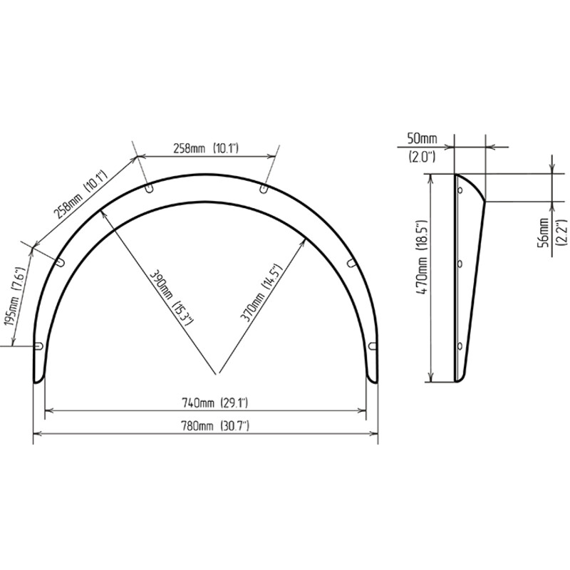 Universal Arch Extensions - 50 mm (Fender Flares)