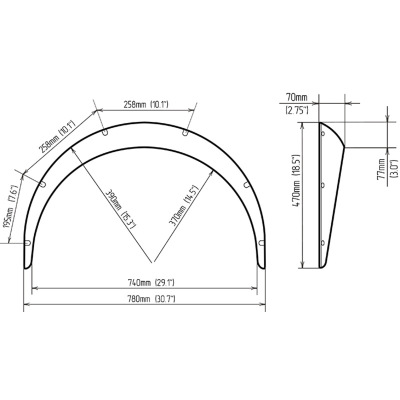 Universal Arch Extensions - 70 mm (Fender Flares)