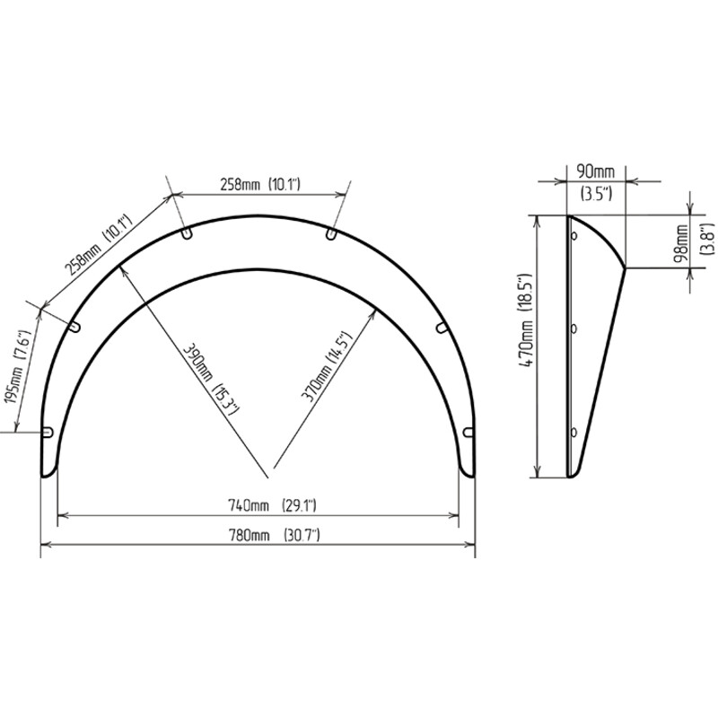 Universal Arch Extensions - 90 mm (Fender Flares)