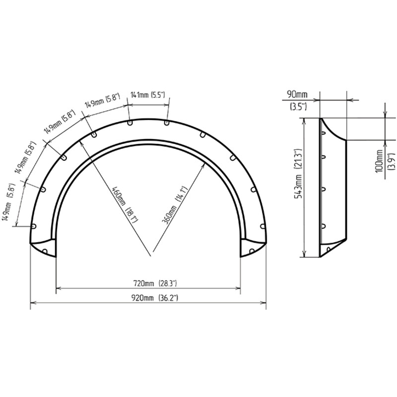 Concave Arch Extensions - 90 mm (Fender Flares)