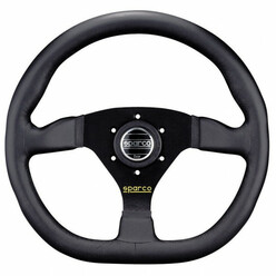 Sparco L360 Flat Steering Wheel, Black Leather, Black Spokes
