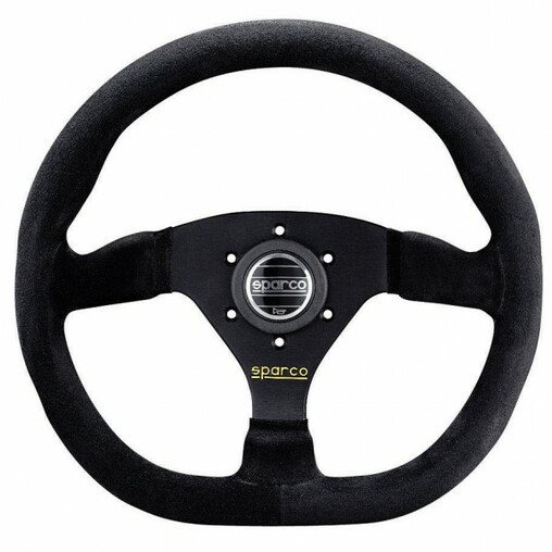 Sparco L360 Flat Steering Wheel, Black Suede, Black Spokes
