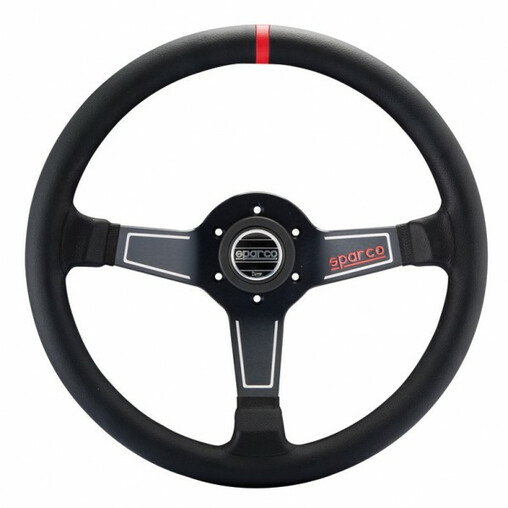 Sparco L575 Steering Wheel (63 mm Dish), Black Leather, Black Spokes