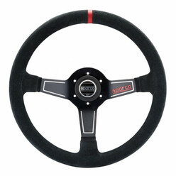 Sparco L575 Steering Wheel (63 mm Dish), Black Suede, Black Spokes